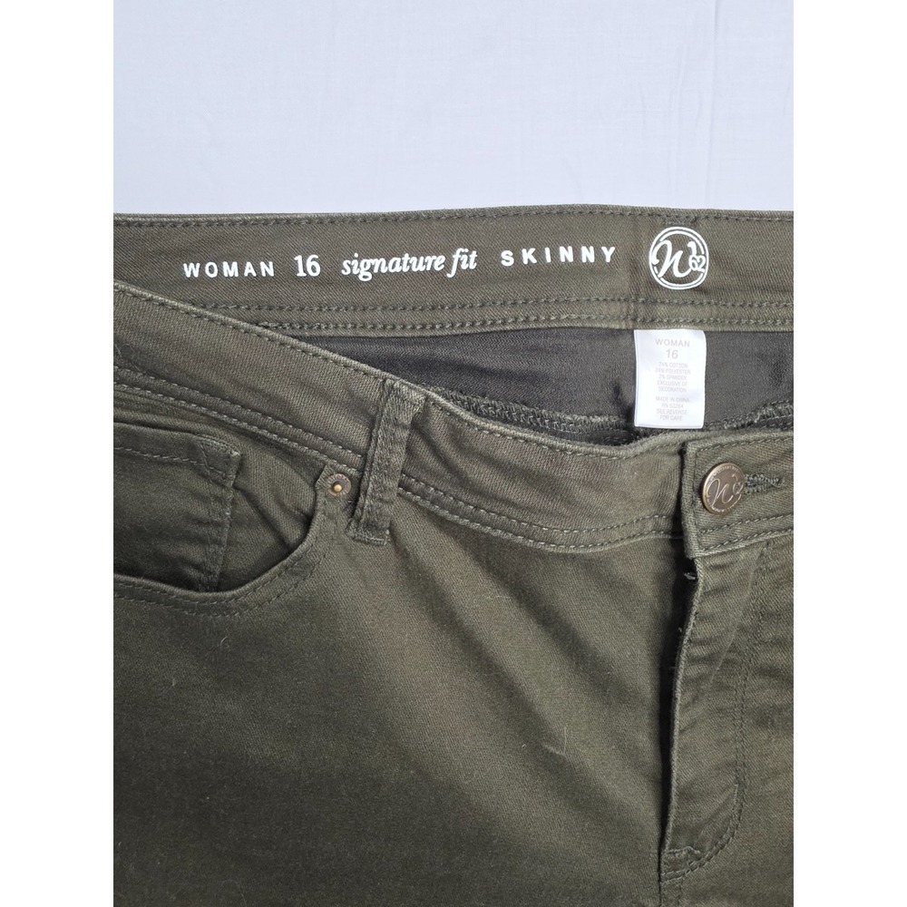 W62 Signature Fit Skinny Jeans Women's 16 Olive Green Denim 5-Pocket Streetwear - Picture 5 of 9